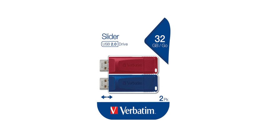 Verbatim pack de 2 clés USB Slider 32 Go Usb 2.0 (USB-A) couleur assortie