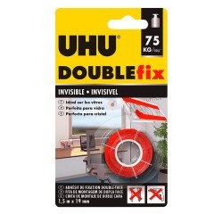 Cinta adhesiva Uhu doble cara-transparente interior y exterior - Ancho 19 mm x largo 1,5 m