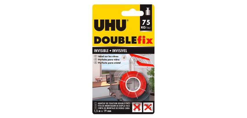 Klebeband Uhu doppelseitig-transparentes Innen- und Außengesicht - Breite 19 mm x Länge 1,5 m
