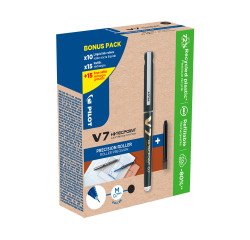 Confezione convenienza 10+30 10 penne roller V7 Hi-Tec medio + 30 refill di cui 15 in omaggio