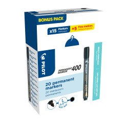 Pilot 400 Permanent Marker Fine Chisel Black Pack of 20