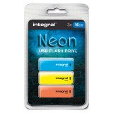 Intégral pack de 3 clés USB Néon 16 Go Usb 2.0 (USB-A) couleur assortie
