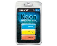 Pack de 3 memorias USB 2.0 Integral INFD16GB NEONBLYLOR azul/amarillo/naranja 16 GB