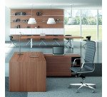 Bureau avec retour à droite simple L 180 x P 90 cm, piétement plein bois - Greko