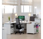 Bureau d'angle Intuitiv réglable en hauteur avec retour simple positionnable droite/gauche L160 x P160 cm blanc