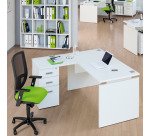 Bureau d'angle L 160 x P 160 cm avec retour suspendu sur caisson positionnable droite/gauche Intuitiv' couleur