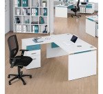 Bureau d'angle L 160 x P 160 cm avec retour suspendu sur caisson positionnable droite/gauche Intuitiv' couleur