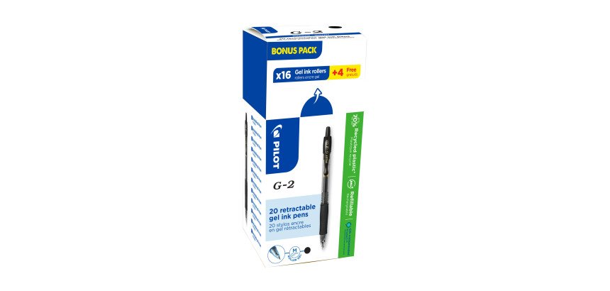 Pilot G2 Ballpoint Pen 0.39 mm Black 20 Pieces