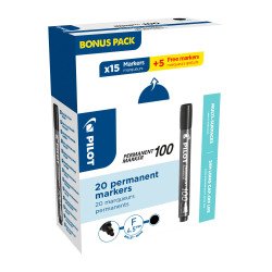 Pilot 100 Permanent Marker Fine Bullet Black Pack of 20