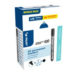 Pilot 100 Permanent Marker Fine Bullet Black Pack of 20