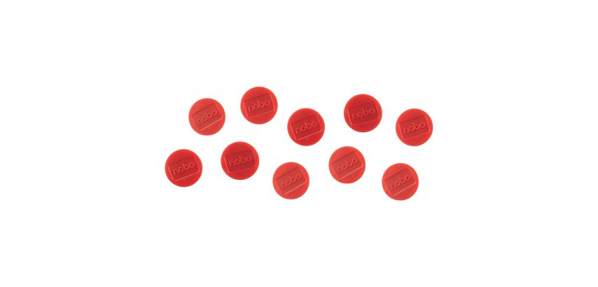 Nobo Magneti per lavagna magnetica, confezione da 10 magneti ROSSO da 32 mm