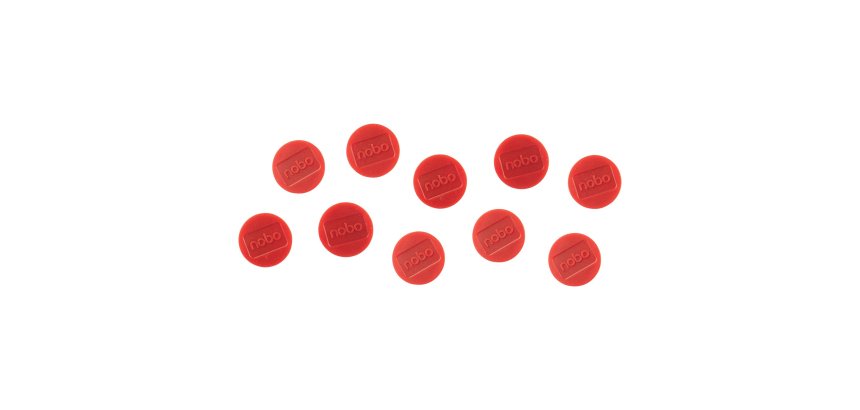 Nobo Magneti per lavagna magnetica, confezione da 10 magneti ROSSO da 32 mm