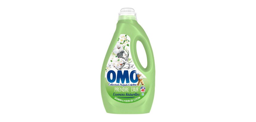 Lessive liquide Omo Jasmin & fleurs de coton - 40 lavages - Bidon de 1,8 L