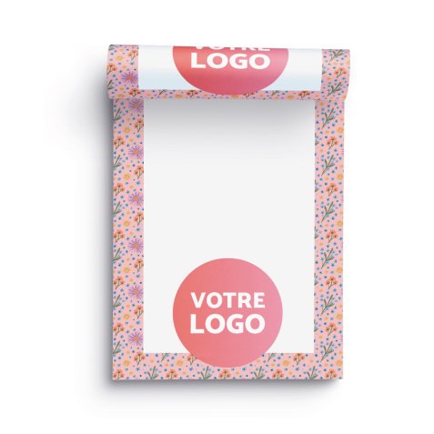 Bloc de correspondance publicitaire A5 encollé sans couverture uni - 50 feuilles - marquage multicolore