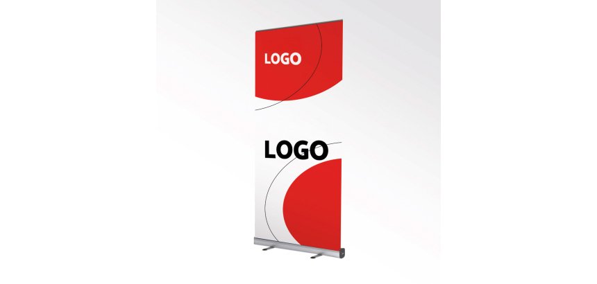 Roll-up Kakemono publicitaire en toile PVC blanc 85 x 200 cm - marquage multicolore