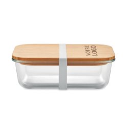 Lunchbox verre et bambou publicitaire - 900 ml  - marquage gravure