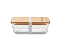 Lunchbox verre et bambou publicitaire - 900 ml  - marquage gravure