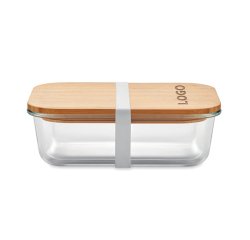 Lunchbox glas en bamboe personaliseerbaar - 900 ml - markering gravure