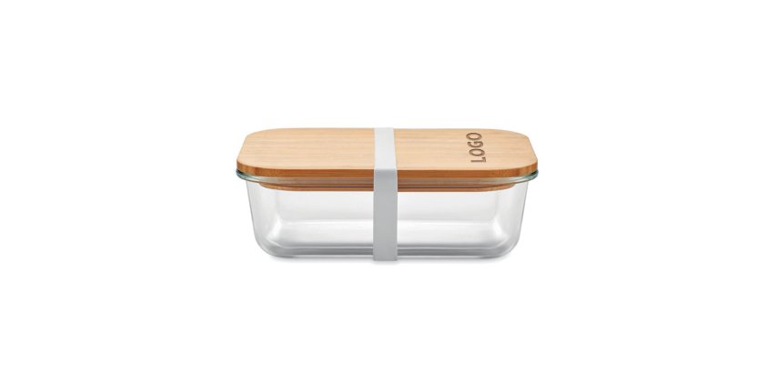 Lunchbox glas en bamboe personaliseerbaar - 900 ml - markering gravure