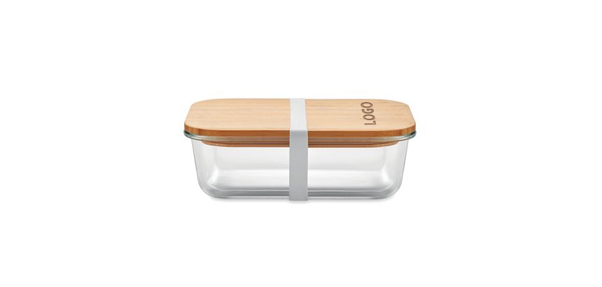 Lunch box publicitaire en verre et bambou - 900 ml - marquage gravure