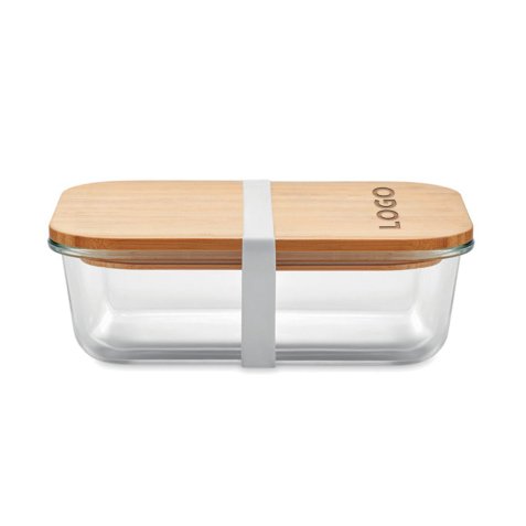 Lunch box publicitaire en verre et bambou - 900 ml - marquage gravure