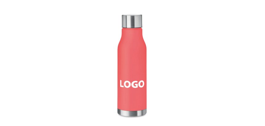 Bouteille publicitaire en plastique recyclé - Contenance 0,6 L - marquage 1 couleur