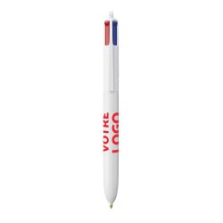 Stylo bille Bic 4 couleurs Original rétractable publicitaire blanc pointe 1 mm - écriture moyenne - marquage 1 couleur