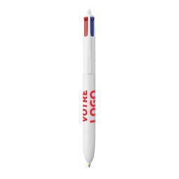 Stylo bille Bic 4 couleurs Original rétractable publicitaire blanc pointe 1 mm - écriture moyenne