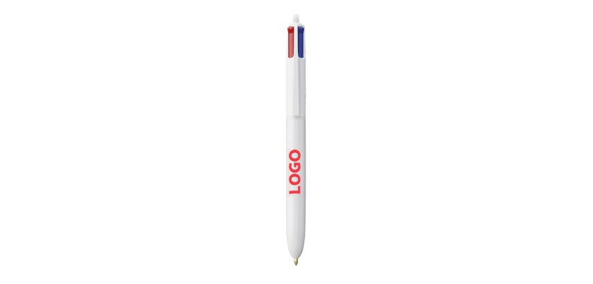 Balpen Bic 4 kleuren Original intrekbaar reclame wit 1 mm punt - medium lijn - 1-kleurige markering