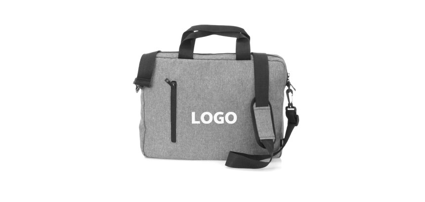 Sacoche pour ordinateur publicitaire grise 14" - marquage 1 couleur