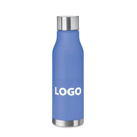 Bouteille publicitaire en plastique recyclé - Contenance 0,6 L - marquage 1 couleur