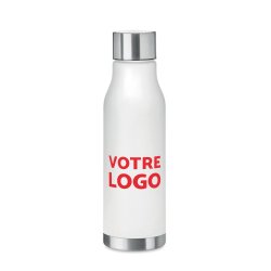 Bouteille publicitaire en plastique recyclé - Contenance 0,6 L - marquage 1 couleur