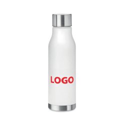 Bouteille publicitaire en plastique recyclé - Contenance 0,6 L - marquage 1 couleur