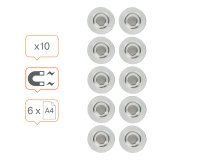 Aimants transparents Ø 32 mm Nobo pour tableaux blancs en verre RARE EARTH - Lot de 10