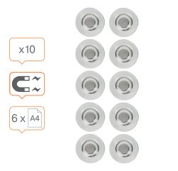 Aimants transparents Ø 32 mm Nobo pour tableaux blancs en verre RARE EARTH - Lot de 10