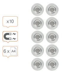 Aimants transparents Ø 32 mm Nobo pour tableaux blancs en verre RARE EARTH - Lot de 10