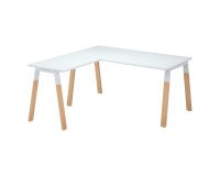 Scrivania ad angolo ecla l200xp200 con gambe bianche e rovere chiaro