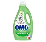 Lessive liquide Omo Jasmin & fleurs de coton - 40 lavages - Bidon de 1,8 L