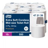 Toiletpapier drievoudige dikte Tork Premium T7 - 18 rollen van 550 vellen