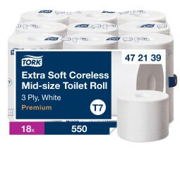 Papier toilette triple épaisseur Tork Premium T7 - 18 rouleaux de 550 feuilles