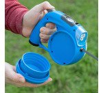 Correa retráctil para perros Luz led 4 m compartimento para bolsas y reloj digital