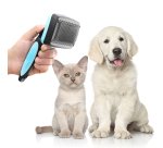 Cepillo ergonómico para mascotas con púas retráctiles