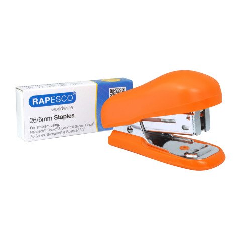 Mini grapadora de escritorio Rapesco Bug - grapas 24/6 y 26/6 - capacidad 12 hojas Naranja