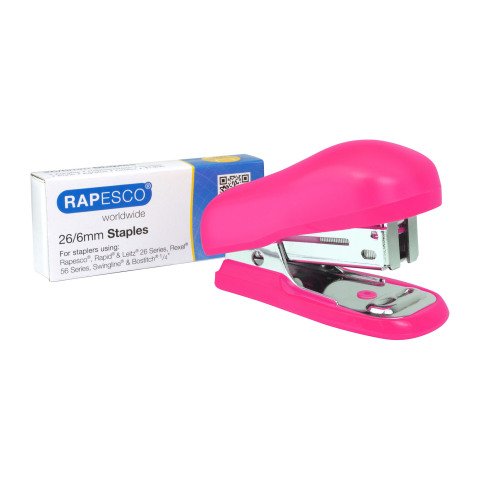 Mini grapadora de escritorio Rapesco Bug - grapas 24/6 y 26/6 - capacidad 12 hojas Rosa