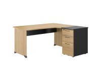 Set scrivania compact 160 cm  a sinistra ontano + cassettiera 3 cassetti Quarta Plus