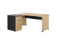Set scrivania compact 160 cm  a sinistra ontano + cassettiera 3 cassetti Quarta Plus