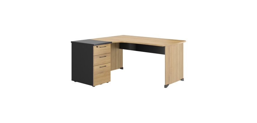 Pack werkpost B 160  cm + ladeblok op bureauhoogte met 3 laden Quarta Plus