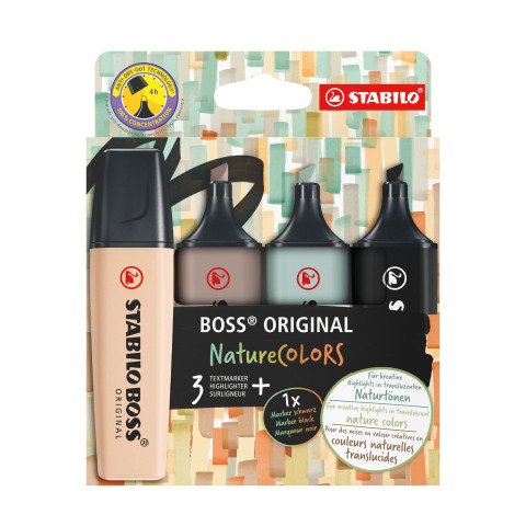 Subrayador STABILO Boss colores surtidos nature - Paquete de 4