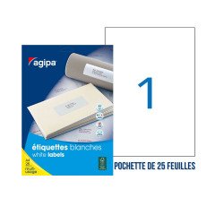 Adhesive label Agipa 119643 white 210 x 297 mm multi-use - Pack of 25