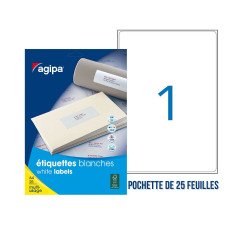 Adhesive label Agipa 119620 white 199.6 x 289.1 mm multi-purpose - Pack of 25
